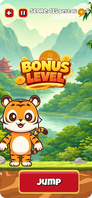 Golden Tiger Runner bonus level screenshot